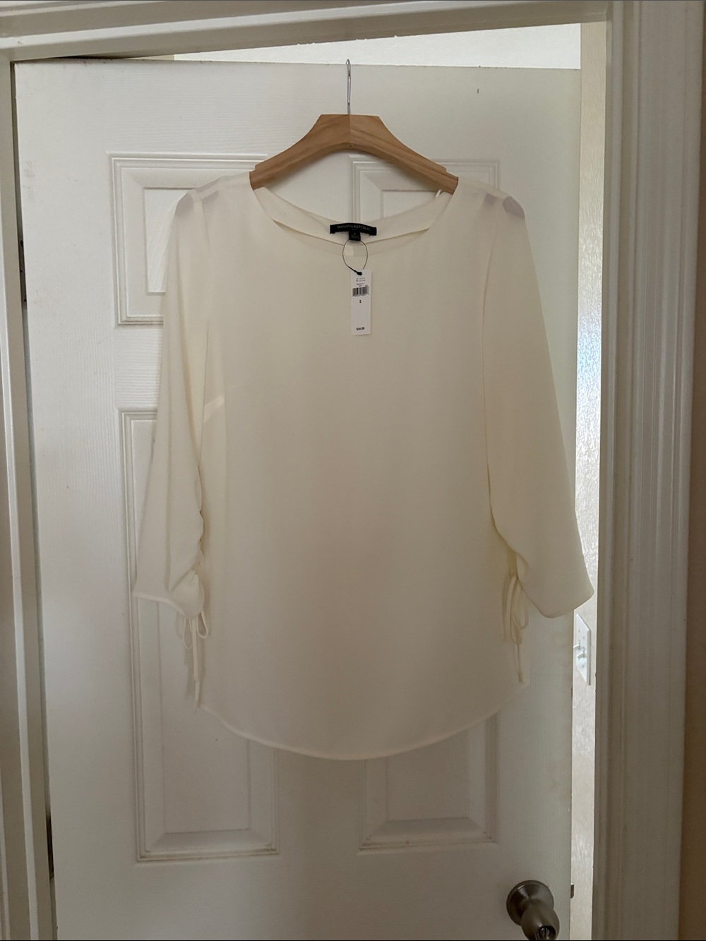 Banana Republic Factory Ivory Tie-Cuff Blouse